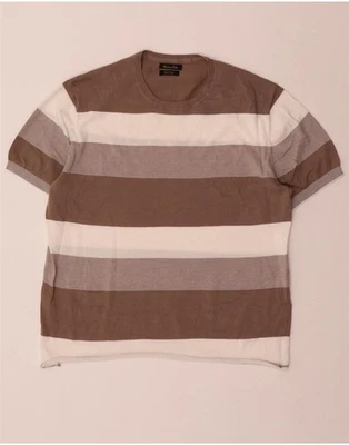 Camiseta Top MASSIMO DUTTI Para Hombre Grande Beige Rayas Algodón CM02 Foto 1 de 3