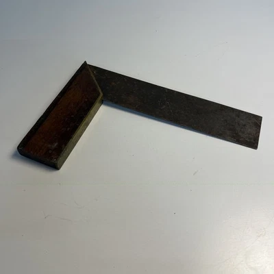 Antique Try Square 90 And 45 Degree Brass Bound 1872 Tool - Image 1 of 4