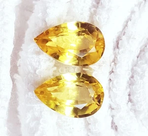 8 to 10 Ct Natural Yellow Sapphire Loose Gemstone Pear Cut Pair Certified RL154 - Picture 1 of 8