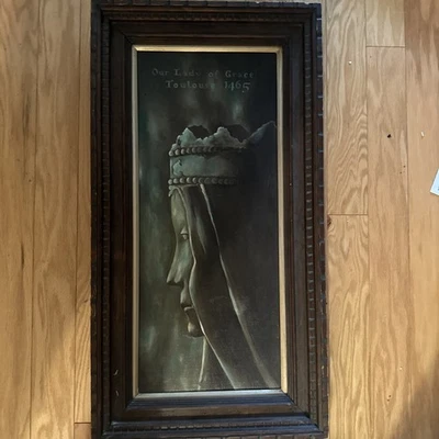 Meio Século NÃO ASSINADO DÉCADA DE 1950 ÓLEO sobre tela PINTURA RETRATO SURREAL MADONNA - Imagem 1 de 4