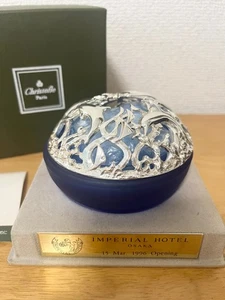 Christofle Paris Portacandele Potpourri Cialde Delfino Blu Con Scatola Usato - Foto 1 di 7