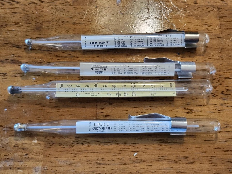 Vintage Ecko Springfield Candy Deep Fry Cooking Thermometer  Safe 8" Glass - Image 1 of 3