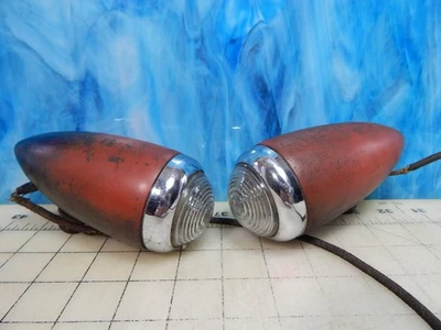 1939 1940 Chevy Truck PARK LIGHT ASSEMBLIES Original GM pair Fender Lights - Image 1 of 4