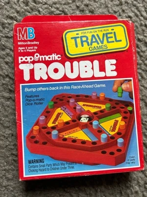 Vintage Pop O Matic TROUBLE Travel Edition 1989 Mini Milton Bradley Complete EC - Image 1 of 4