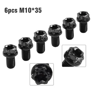 6 Piezas Titanio Tornillos Torx Cabeza Brida Tornillos M10x35mm Negro Para Moto - Imagen 1 de 12