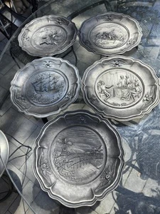 Pewter Plates Birth Of The Nation 1972,73,74,75,76 Set Ot 5 Vitage - Picture 1 of 18