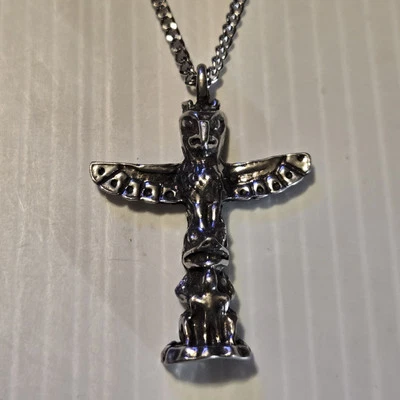 TÓTEM POLE Peltre Colgante Dije/18"-24" COLLAR CADENA BORDILLO INOXIDABLE Foto 1 de 4