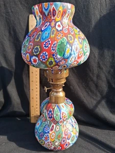 Ant. SELTENE MILLEFIORI MURANO ITALIEN KUNSTGLAS Öllampe Miniatur - Bild 1 von 15