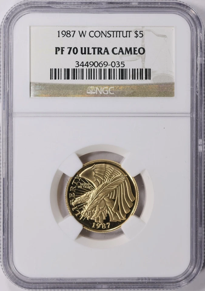 1987-W U.S. Constitution Bicentennial Gold $5 NGC PF70 ULTRA CAMEO - Image 1 of 3