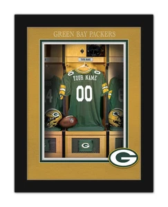 Green Bay Packers Personalized Locker Room Print Football FRAMED 14x18 - Picture 1 of 1