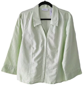 Blusa vintage a medida Villager talla 16 ligera mezcla de lino carrera de verano - Imagen 1 de 8