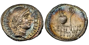 ROMAN REP. C.Cassius Longinus c.42 BC Denarius NGC AU Strike 5/5 Surface 3/5 - Picture 1 of 2