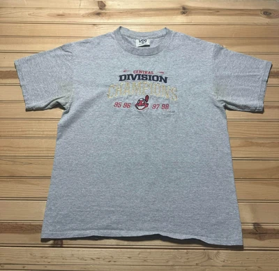 Vintage 90s Cleveland Indians Central Division Champions MLB T-Shirt Men's Large - Image 1 of 4