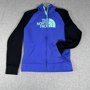 THE NORTH FACE Women's Full Zip Hoodie Jacket Medium Blue Fleece Color Block - Picture 1 of 8