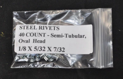  SEMI-TUBULAR STEEL TONKA RIVETS 40 each-1/8" X 5/32"  COMPARE & SAVE!! BST BUY! - Image 1 of 4