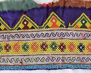 Violetter bestickter Kuchi Nomadenstoff,Folklore Hippie Ethnostoff,  55 x 16 cm