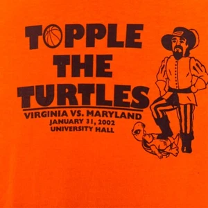 Vintage Y2k TOPPLE THE TURTLES VA vs MD T-Shirt Herren XL Orange Delta LESEN - Bild 1 von 17