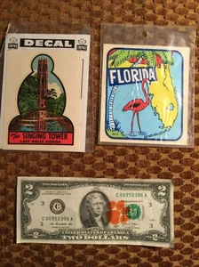 2 VINTAGE TRAVEL DECAL Lake Wales Florida Original IMPKO - Imagen 1 de 5