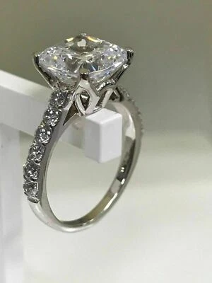 2.50 ct Cushion Cut Diamond Solitaire Ring Silver VVS1/D Lab Created Christmas - Image 1 of 4