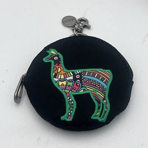 Brandneu Sakroots Damen Runde Geldbörse Schwarz mit Lama Design Neu ohne Etikett - Bild 1 von 3