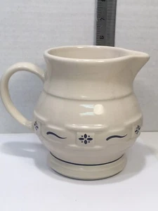 LONGABERGER POTTERY PITCHER 5.5" EUC White w/ Blue accents - Picture 1 of 6