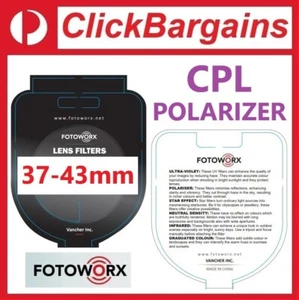 Fotoworx 37mm 40.5mm 43mm CPL Circular Polarizer Camera Lens Filter 37 40.5 mm - Picture 1 of 9