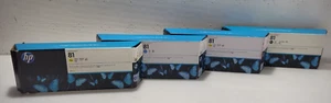 LOT-4 HP Designjet 81 2x Yellow 1x Black 1x Cyan Ink Cartridge "NEW" - Picture 1 of 4