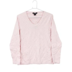 DKNY Jeans Women's Rhinestone Embellished Sweater, Iconic Blush (Pink), XX-LARGE - Picture 1 of 4