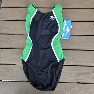 TYR The Finals Women Glide Swimsuit Super V back Green/black 1 Pc SZ 30 New - Picture 1 of 3
