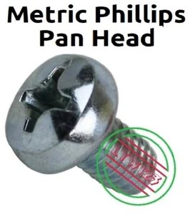 (25) M3-0.5 x12mm Metric Phillips Pan Head Machine Screw Zinc - Picture 1 of 3