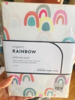 Pottery Barn Rainbow Standard Pillowcase Organic Cotton Modern Pink Kids More+🦩 - Image 1 of 2