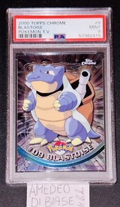 PSA 9 TOPPS CHROME BLASTOISE FOIL #9 POKEMON T.V. ENGLISH 2000!
