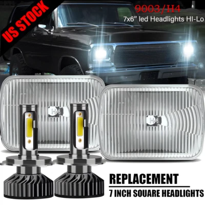 Par de faros LED DRL 5x7" 7x6 para Ford Bronco 79-86 F 250/350 Super Duty F150 Foto 1 de 4