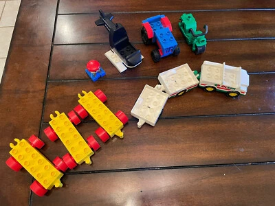 Vintage Lego Lot Duplo Octan Truck Trailers Police Helicopter Motorcycle Tractor - Image 1 of 4