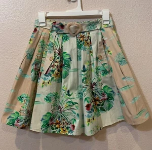 NWT ZARA GIRLS TROPICAL PRINT FRONT POCKET HEART BUCKLE SKIRT SIZE 10 $35.90 - Picture 1 of 12