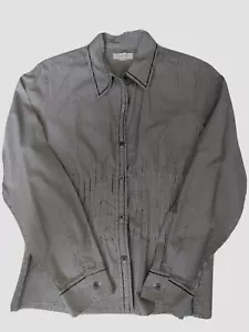 Charter Club Petite Button Down Lng Slv Striped Blouse Top Size 10P w Pleats - Picture 1 of 7