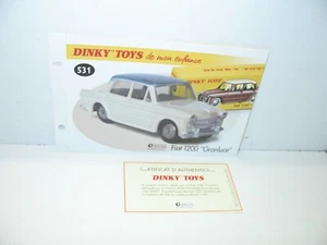 1 sheet + certif. Dinky Toys Atlas repro ref 531, Fiat 1200 Granluce - Picture 1 of 1