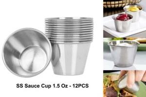 Large Sauce Pots Cups Condiment Serving Bowls Stainless Steel VSizes Pack Of 12 - Picture 1 of 4