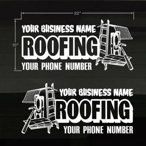Dachdecker 2er Set IHR TEXT Tür/Fenster LG 22X10" WEISS Aufkleber Sticker - Bild 1 von 1