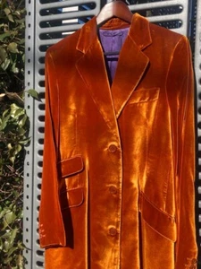 90S Etro Velvet Tailored Long Coat Vintage Outerwear Elegant Fashion Jacket Used - Picture 1 of 14