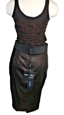 НОВЫЙ С ЯРЛЫКАМИ $1235.00 DOLCE & GABBANA ЧЕРНАЯ КОЖАНАЯ ЮБКА SZ 46 СДЕЛАНО В ИТАЛИИ - Изображение 1 из 4