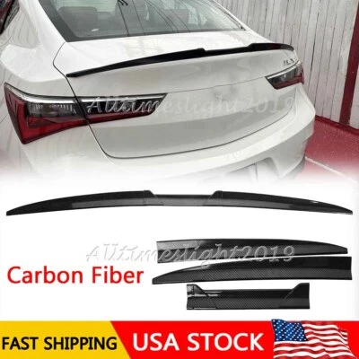 For Acura ILX 2013-2022 2021 Carbon Fiber Rear Trunk Lip Spoiler Wing Adjustable Foto 1 de 4