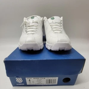 K-Swiss Varsity Low White/Metallic Teal Size 4 Sneaker 86408-174-M (New) - Picture 1 of 12