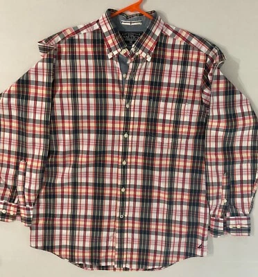 Nautica Mens Plaid Yellow White Blue White Long Sleeve Cotton Shirt Sz M - Image 1 of 3