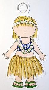 Tropical Girl Hulu Grass Skirt Hawaii RETIRED 2000 My Mind's Eye Die Cut - Picture 1 of 1