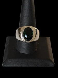 Green Stone Gent's Silver & Stone Ring 925 Silver 6.5dwt Size:11 (MP1045092) - Picture 1 of 3
