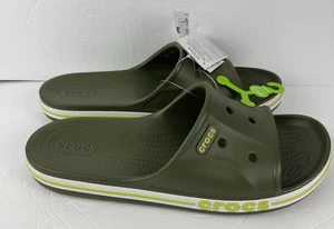CROCS 205392-0GX - Bayaband Slides in Slate Grey/Lime Punch - Men’s Size 12- NWT - Picture 1 of 5