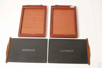 C13457~ 5X7 - TWO CONLEY Wood Plate Holder OD 16x151x198MM - COMPLETE & USED - Image 1 of 4