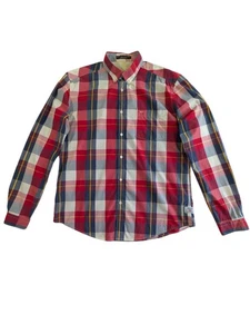 Barbour International Steve McQueen Checked Shirt Men’s Large Red VGC - Picture 1 of 9