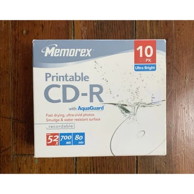 Memorex CD-R 10 Pack 40x 700MB/Mo 80 Minutes Aquaguard NEW SEALED - Image 1 of 4